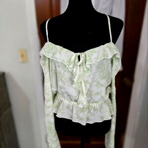 Green and white blouse